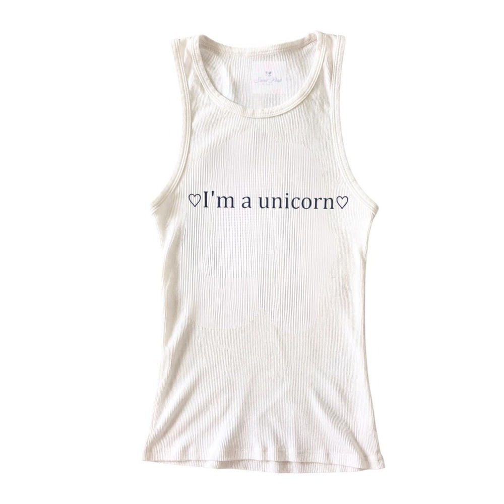 Y2K "I'm a Unicorn" White Ribbed Baby Tank Top